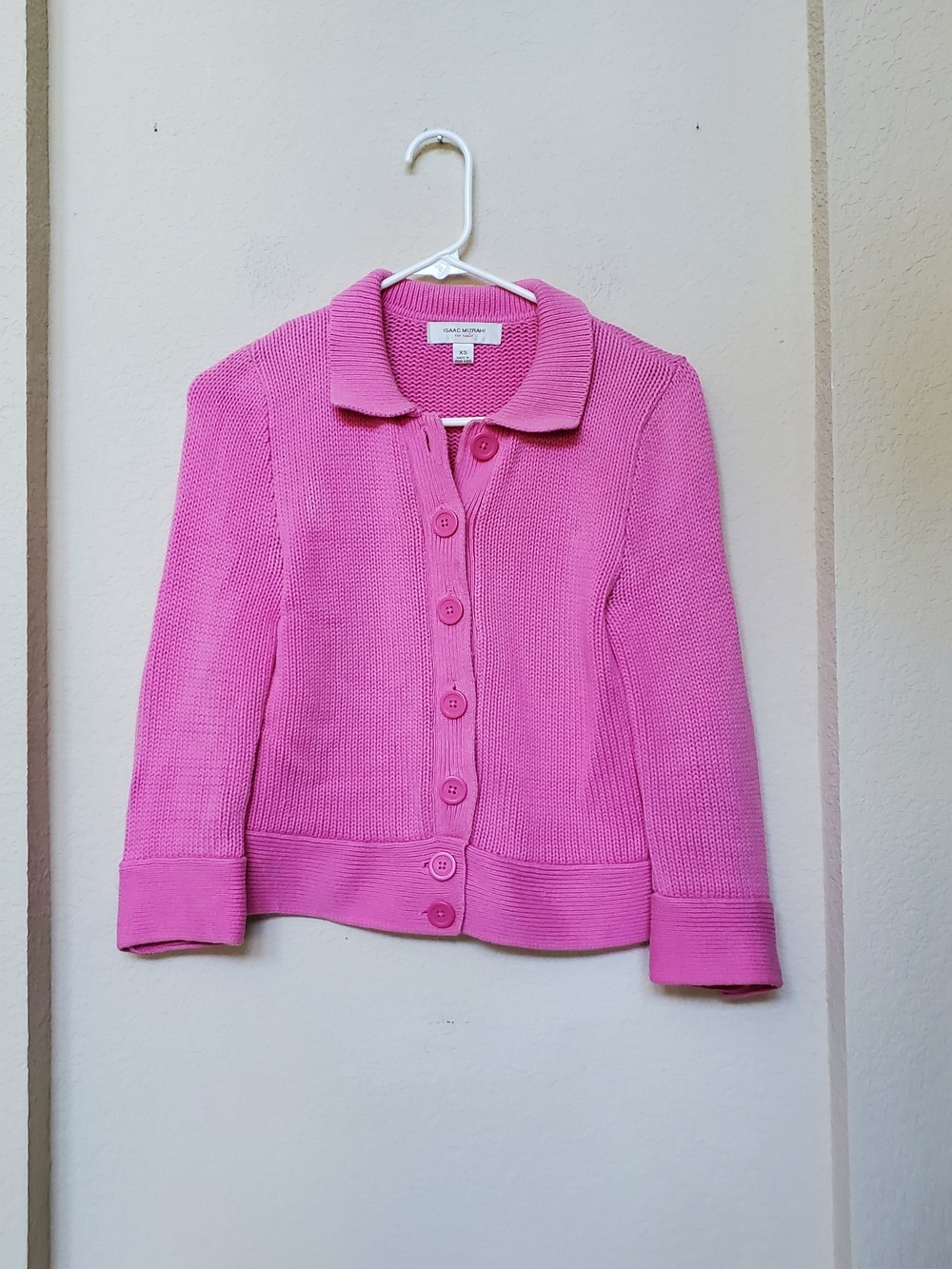 Isaac Mizrahi for Target Bright Pink Knit Button Front Cardigan. Size XS